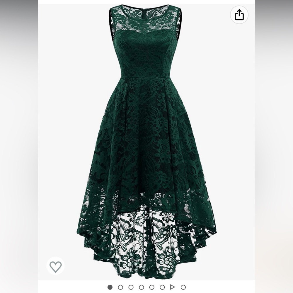 MUADRESS Dress green lace stretch knit hi lo  XS